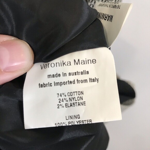 Veronika Maine Womens Black & White Size 6 Knee Length Short Sleeve Sheath Dress - Picture 13 of 14